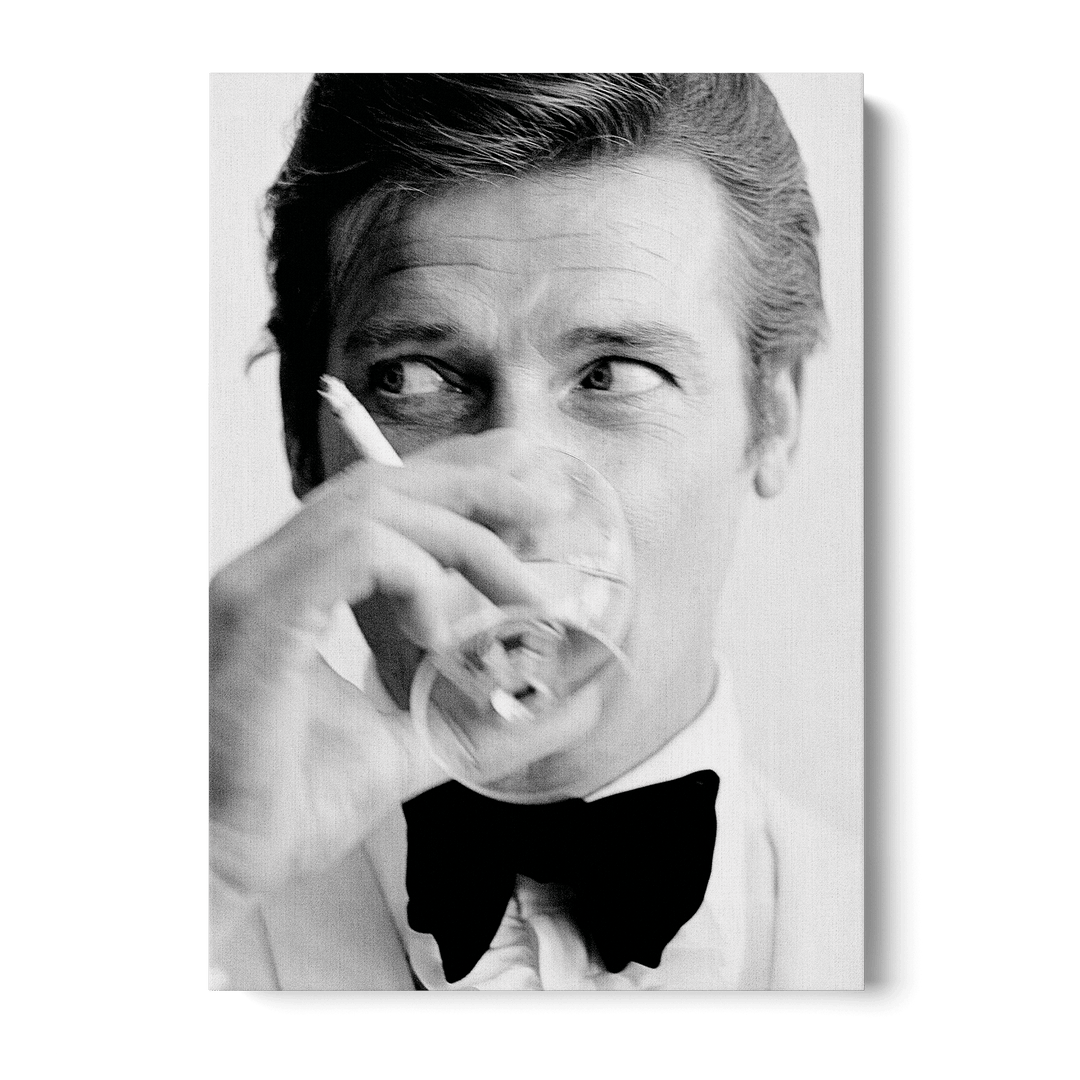 Roger Moore Drinking Canvas
