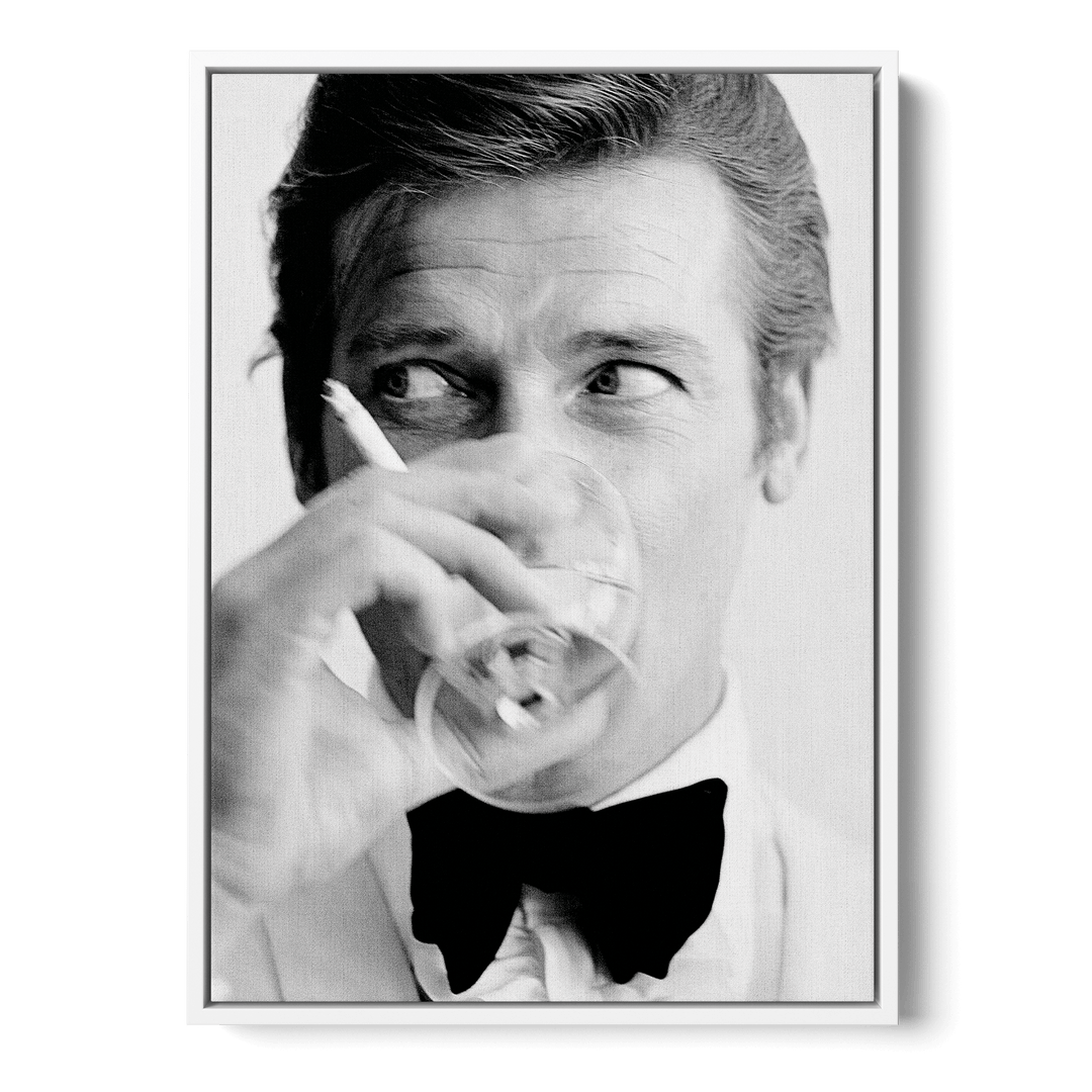 Roger Moore Drinking Canvas