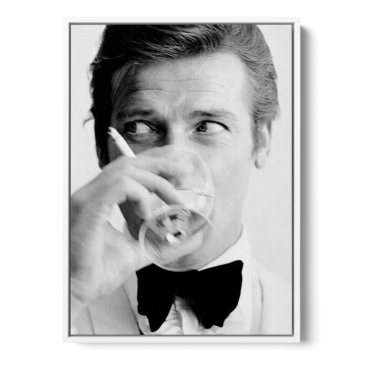 Roger Moore Drinking Canvas