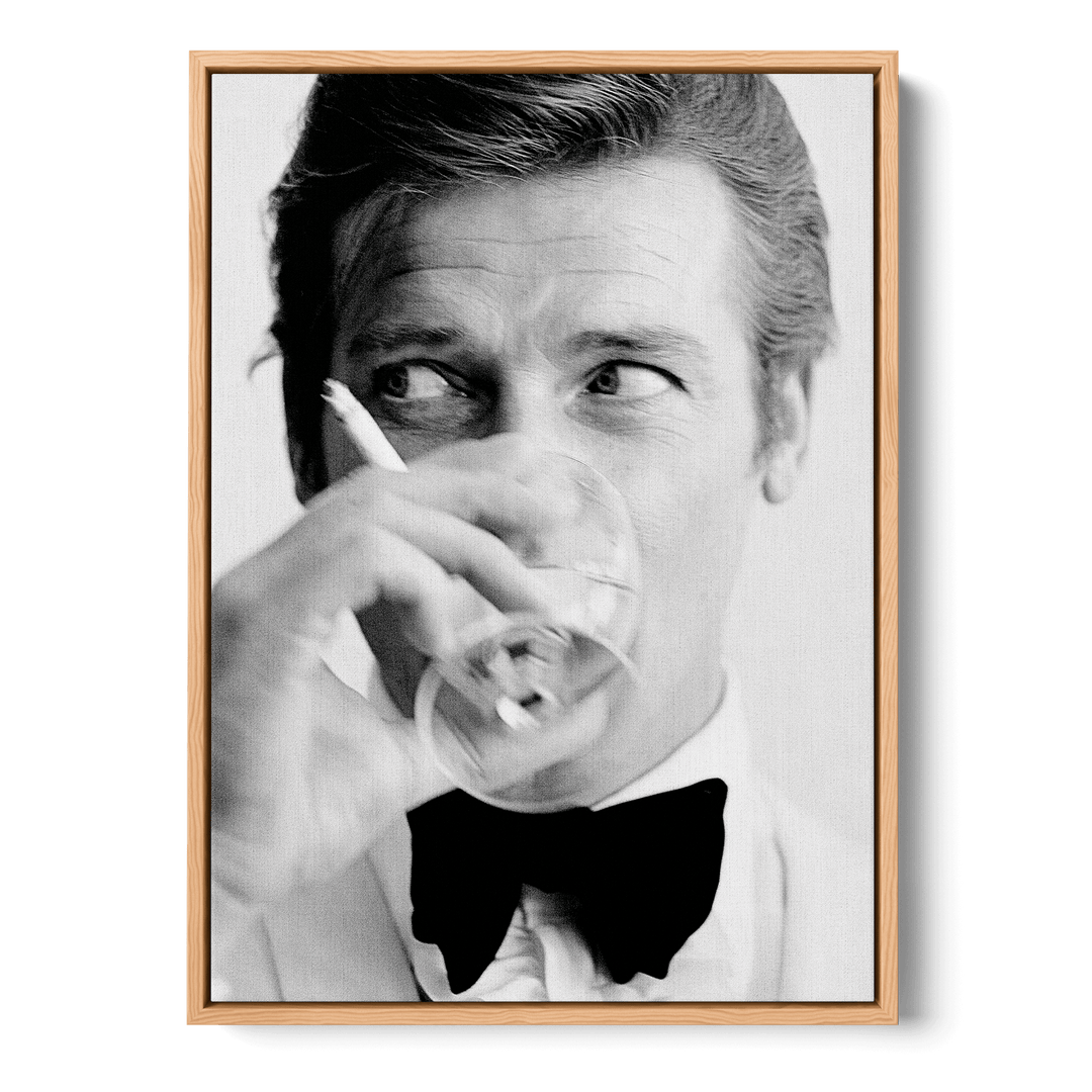 Roger Moore Drinking Canvas