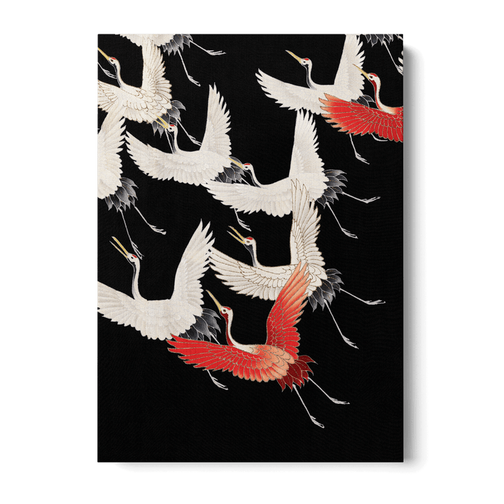 Crane Birds Black Canvas