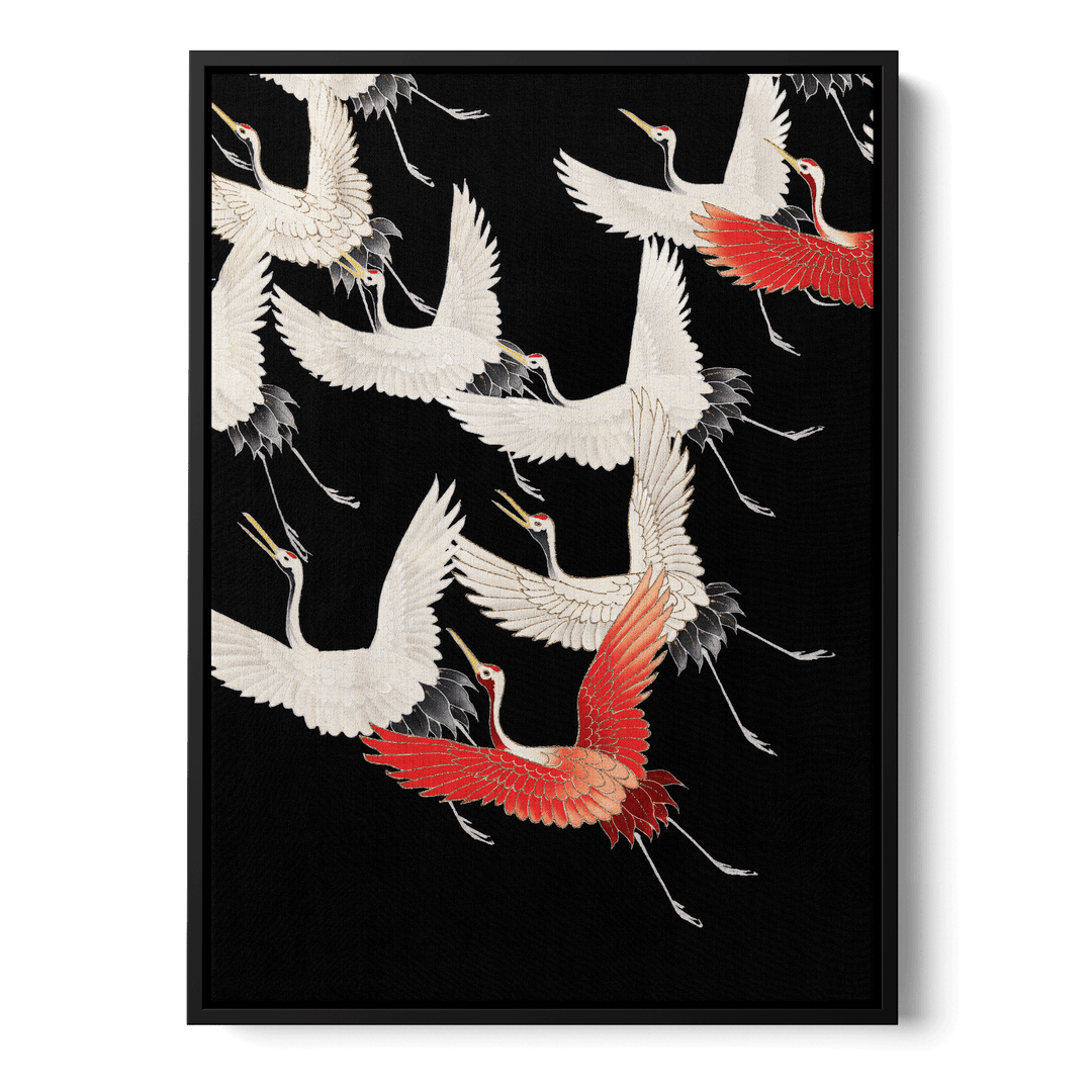 Crane Birds Black Canvas