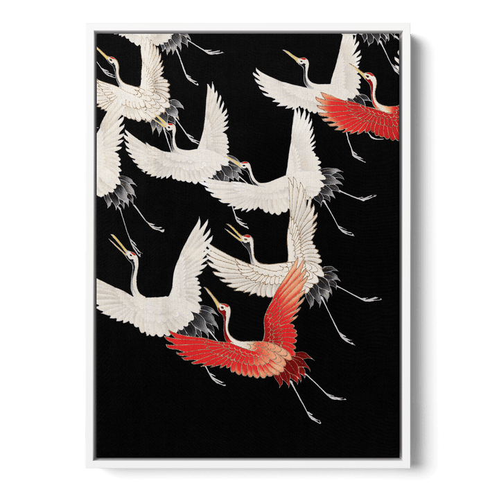 Crane Birds Black Canvas
