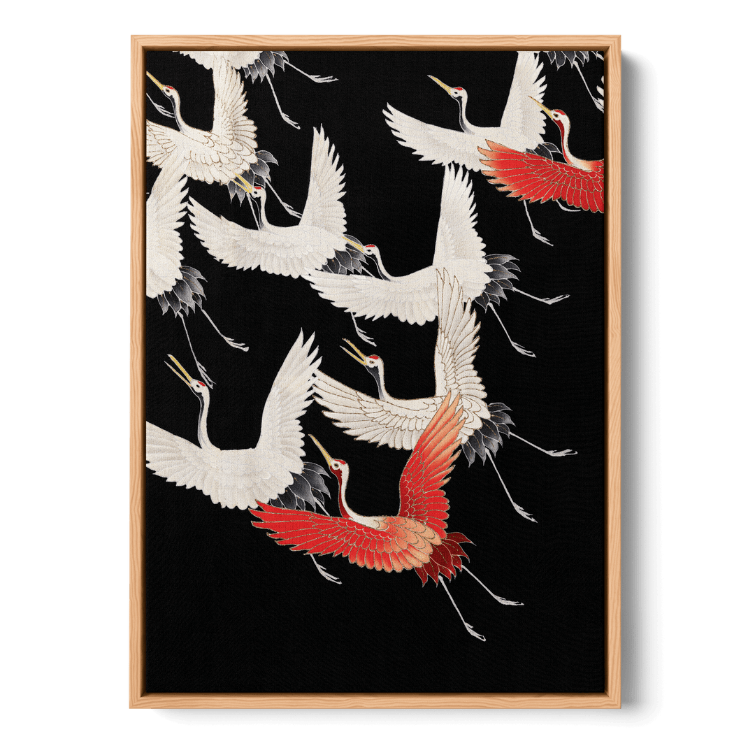 Crane Birds Black Canvas