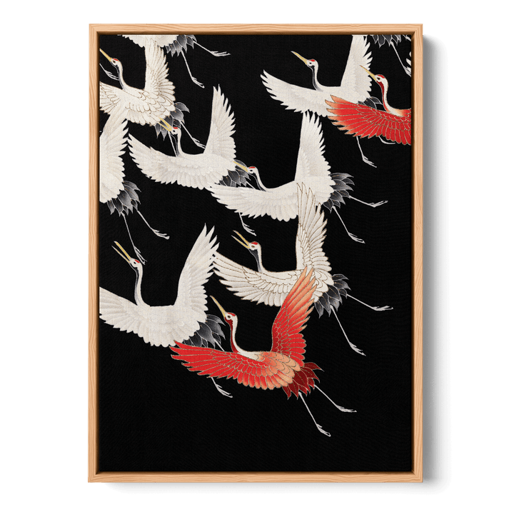 Crane Birds Black Canvas