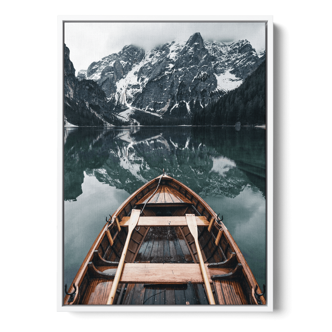 Boat In The Alpes Canvas