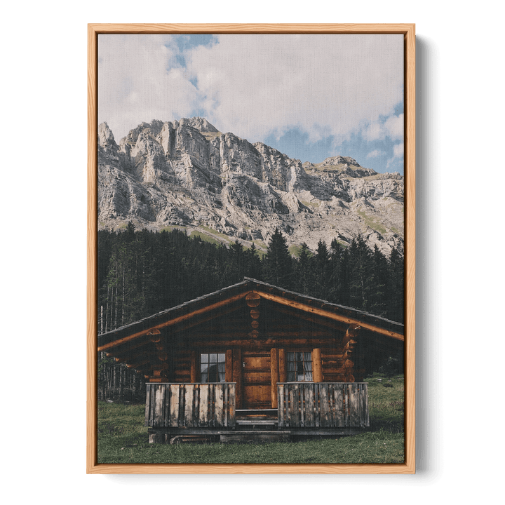 Wooden House And Mountains Canvas