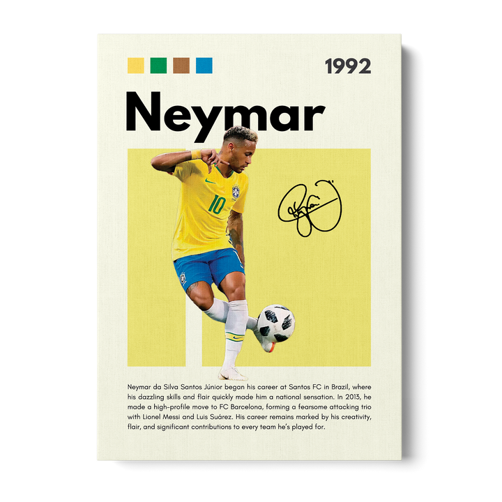 Neymar Jr. Football Icons Canvas