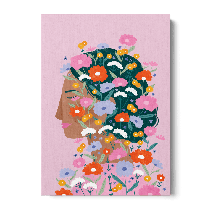 Colourful Flower Lady Canvas