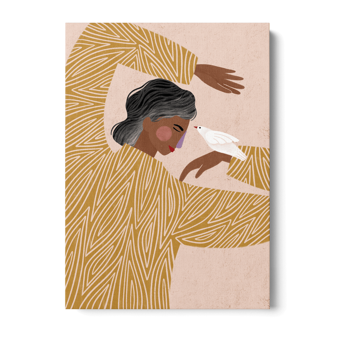 Woman With Bird Canvas