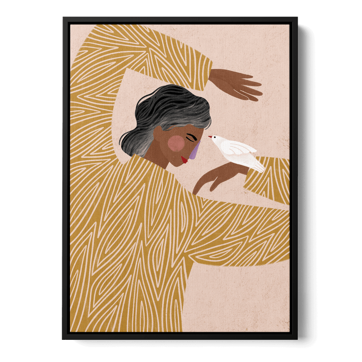 Woman With Bird Canvas