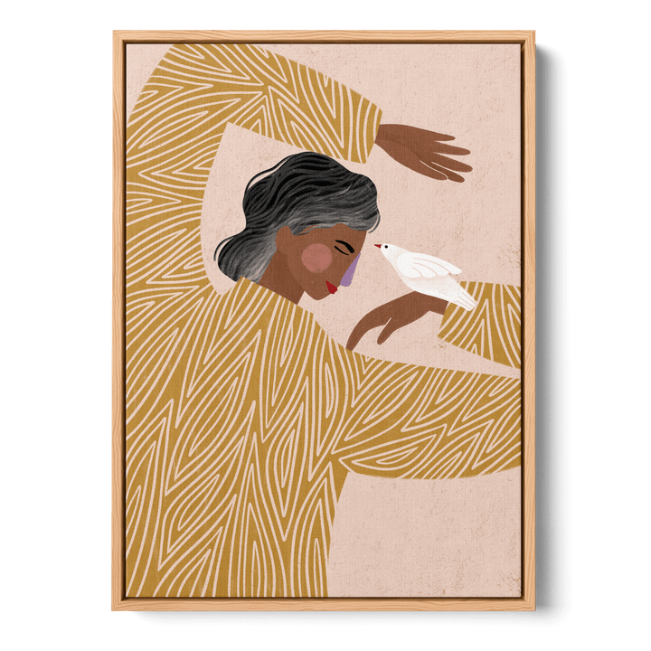 Woman With Bird Canvas