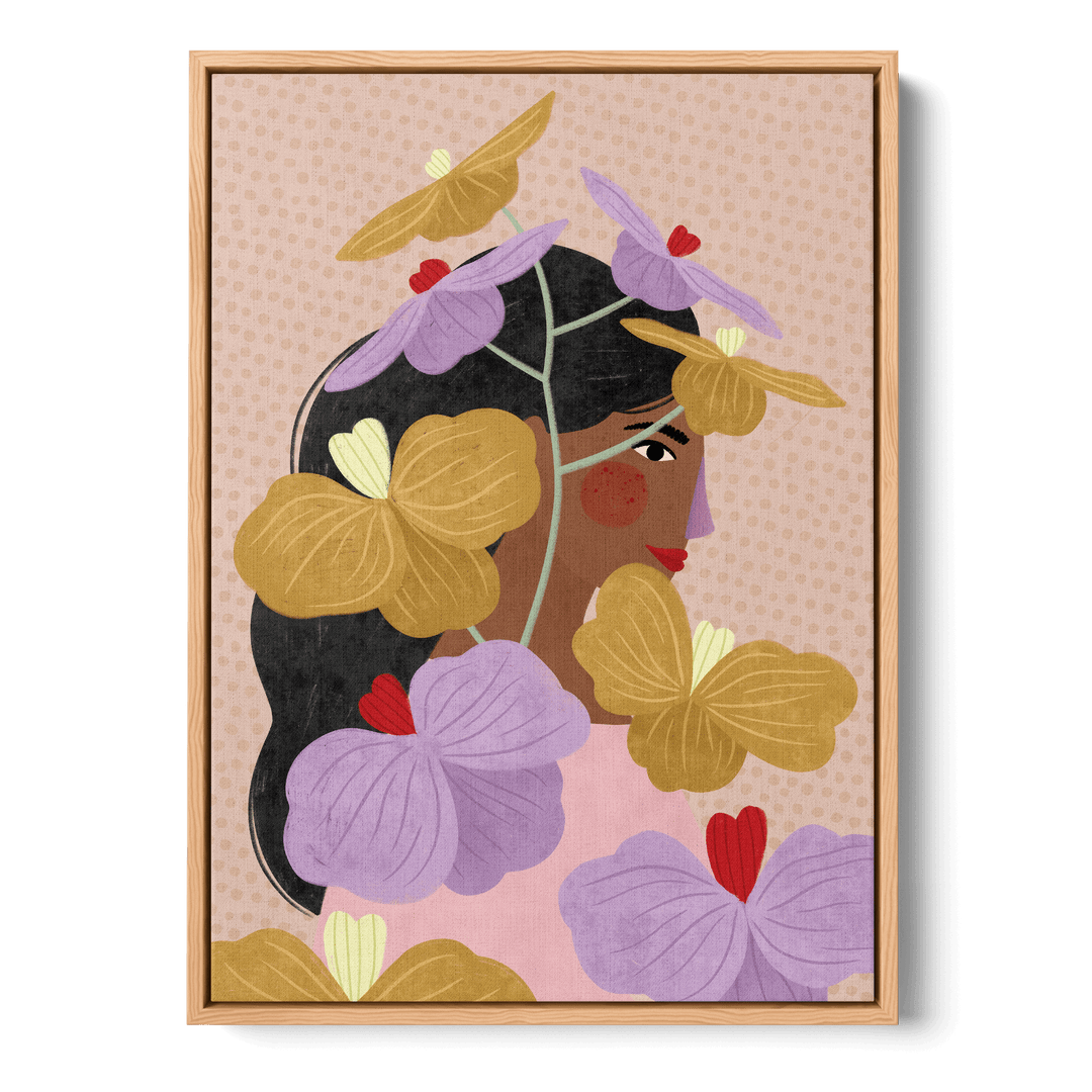 Hidden Behind Yellow Purple Flowers Canvas
