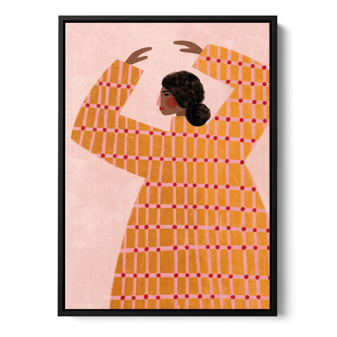 Woman With Checked Dress Canvas