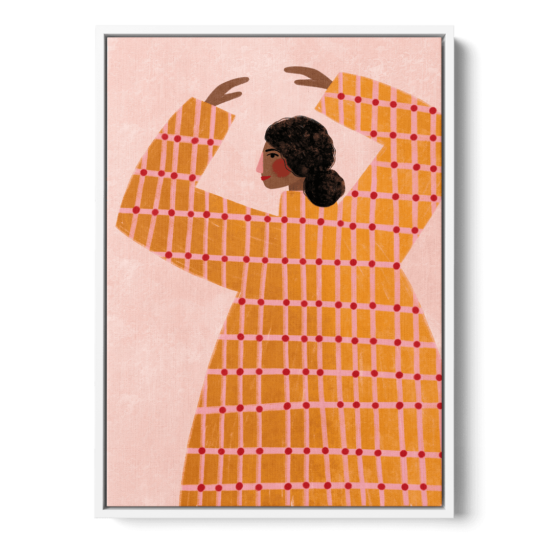 Woman With Checked Dress Canvas