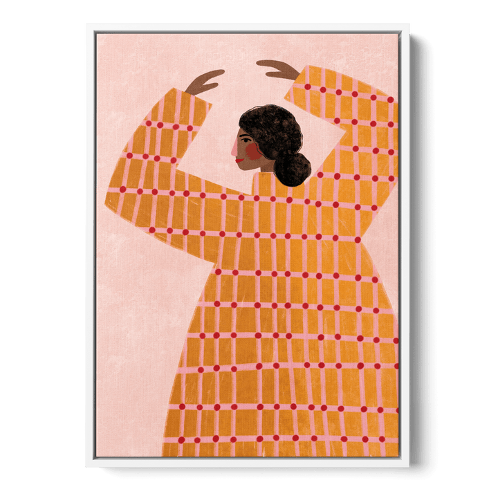 Woman With Checked Dress Canvas