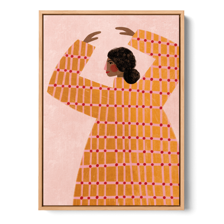 Woman With Checked Dress Canvas