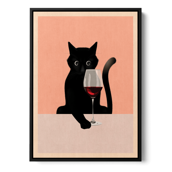 Cat And Wine Canvas