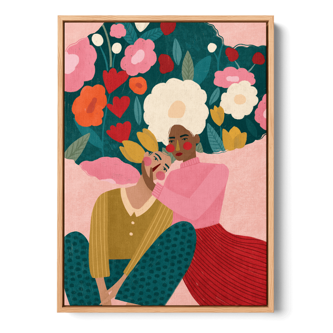 Couple In Floral Embrace Canvas