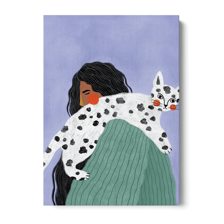 Woman With Cat Canvas