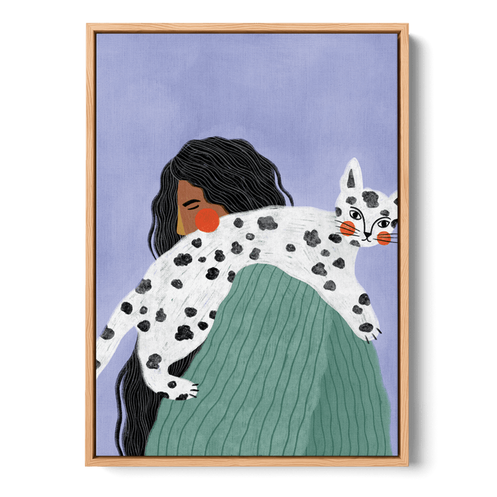 Woman With Cat Canvas