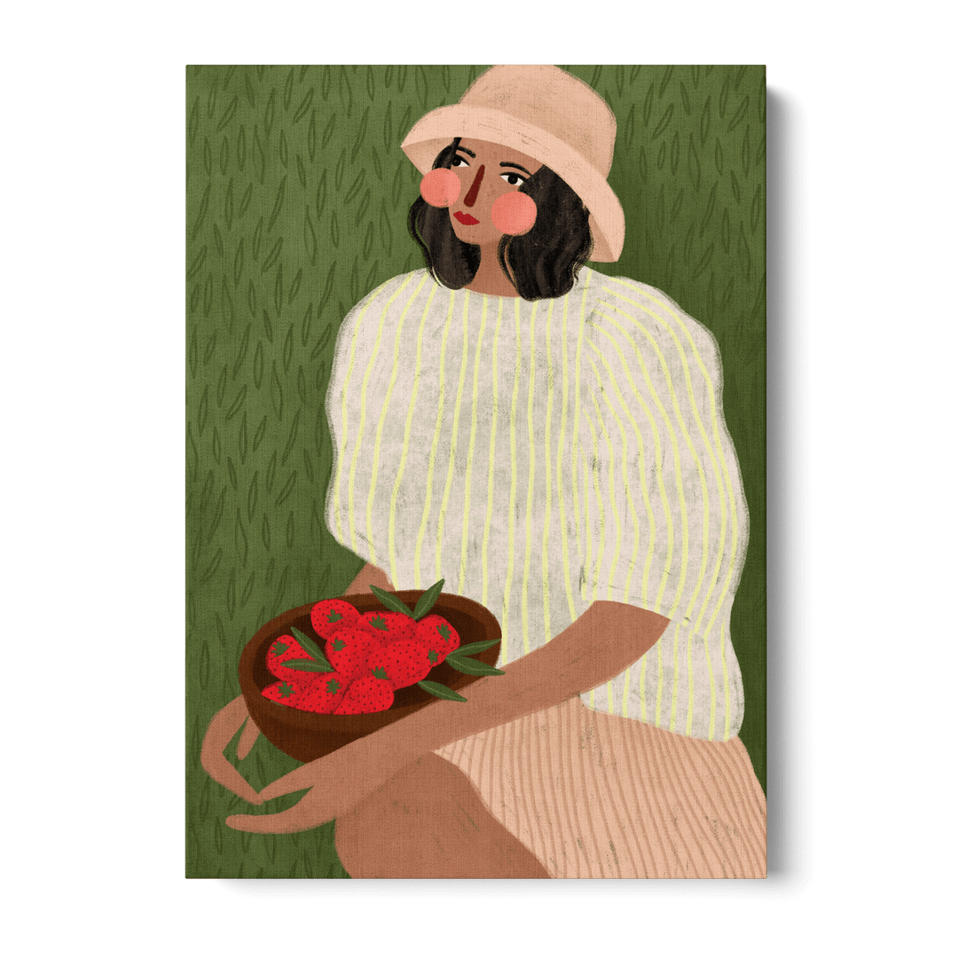 Woman With Strawberries Canvas