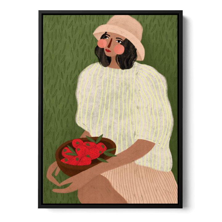 Woman With Strawberries Canvas
