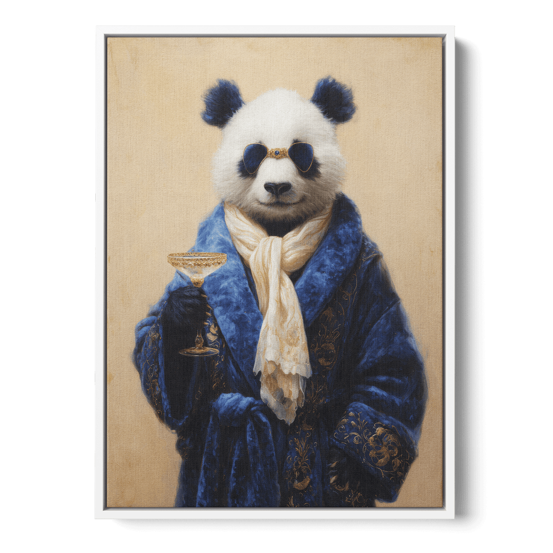 Panda In Blue Velvet Robe Canvas