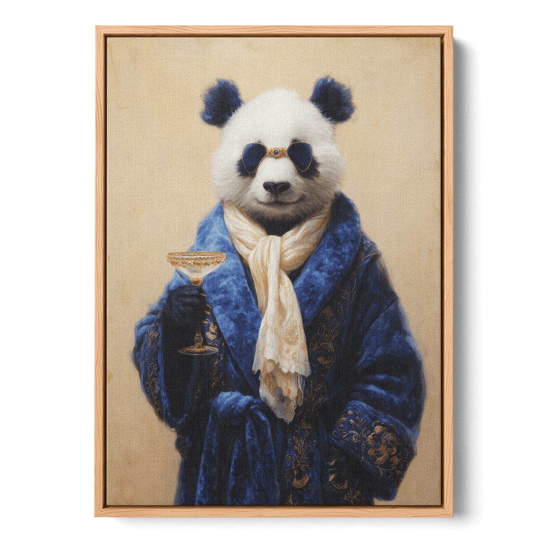 Panda In Blue Velvet Robe Canvas