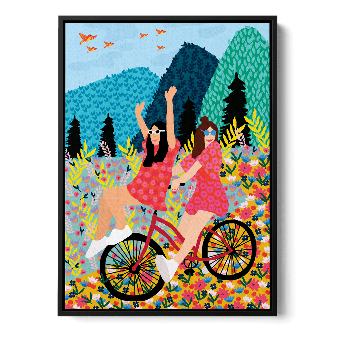 Friends On A Bike Canvas