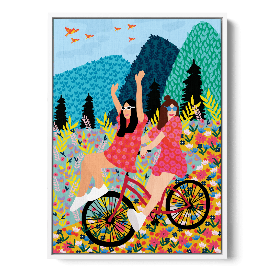 Friends On A Bike Canvas