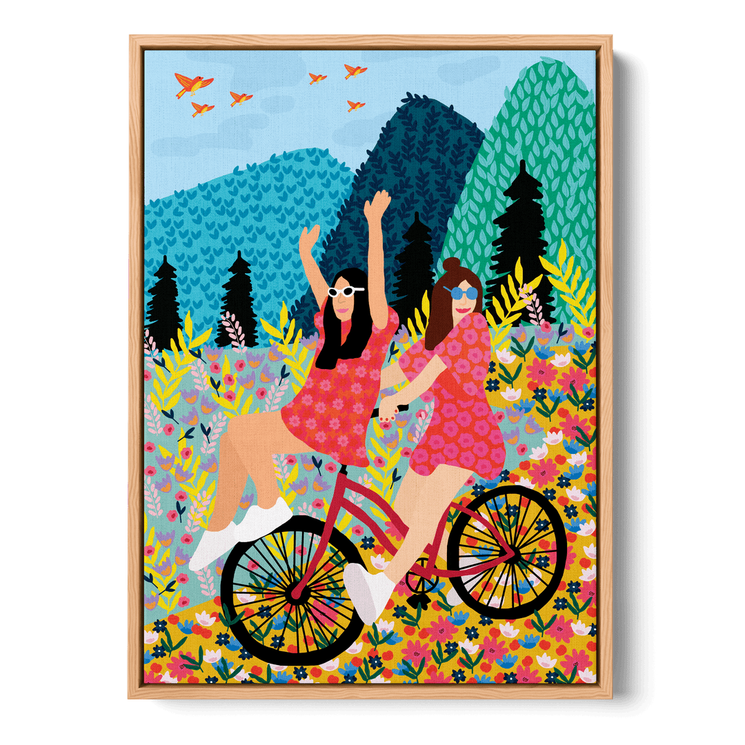 Friends On A Bike Canvas