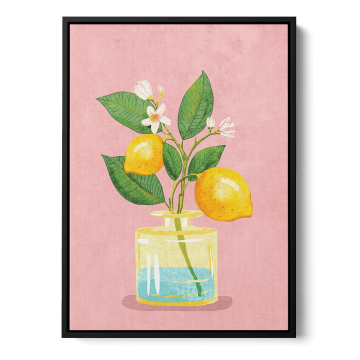 Lemon Bunch In Vase Canvas