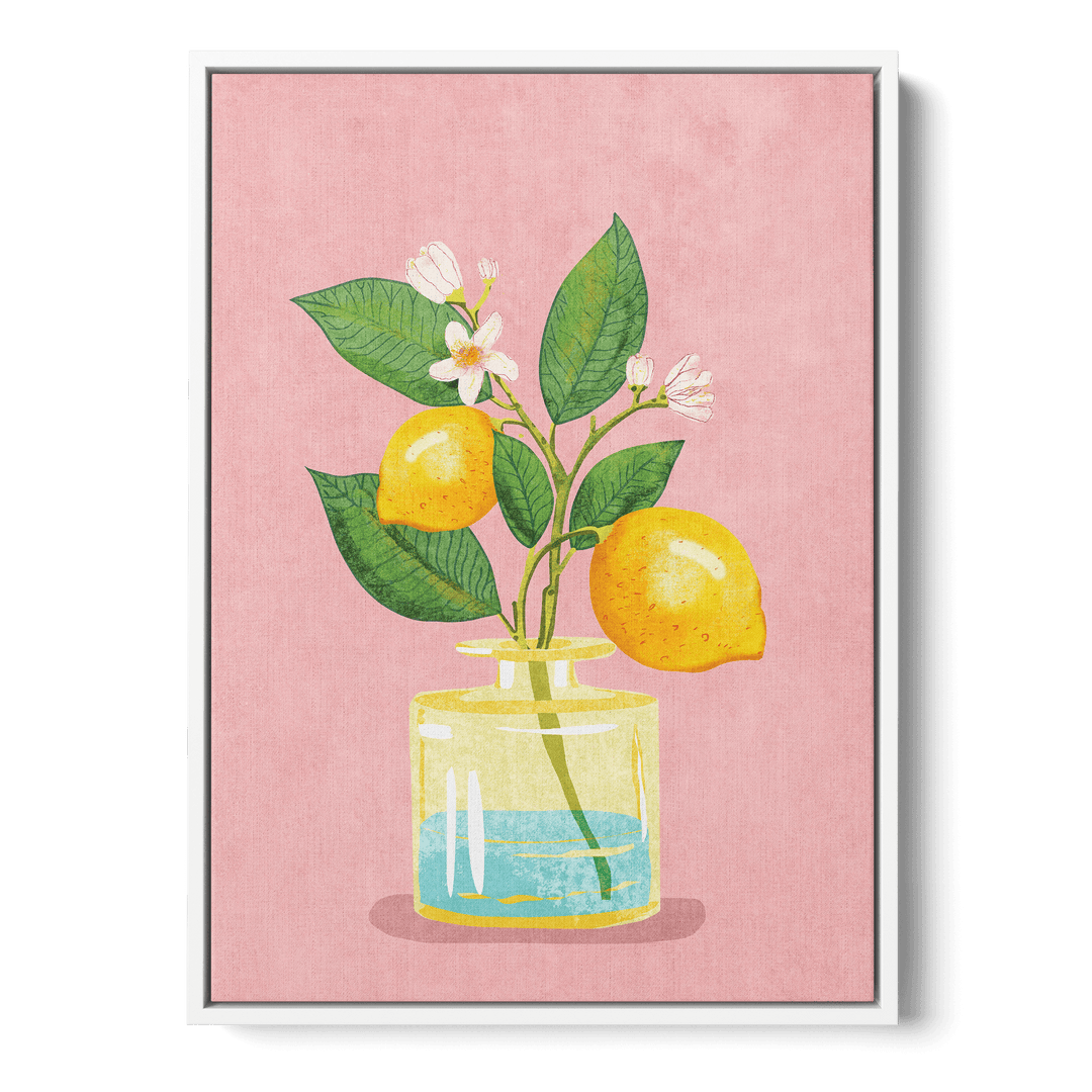 Lemon Bunch In Vase Canvas