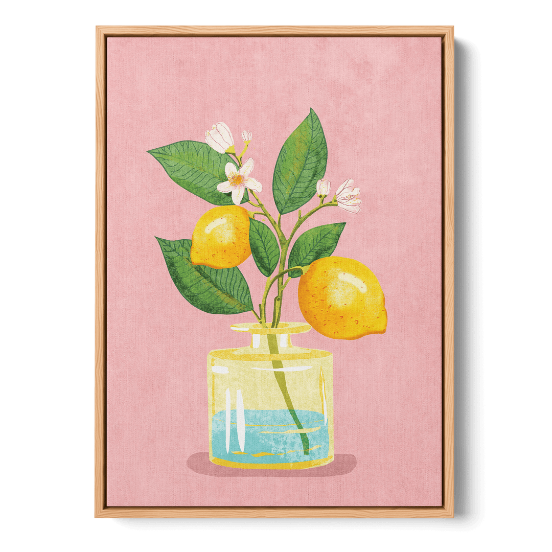 Lemon Bunch In Vase Canvas