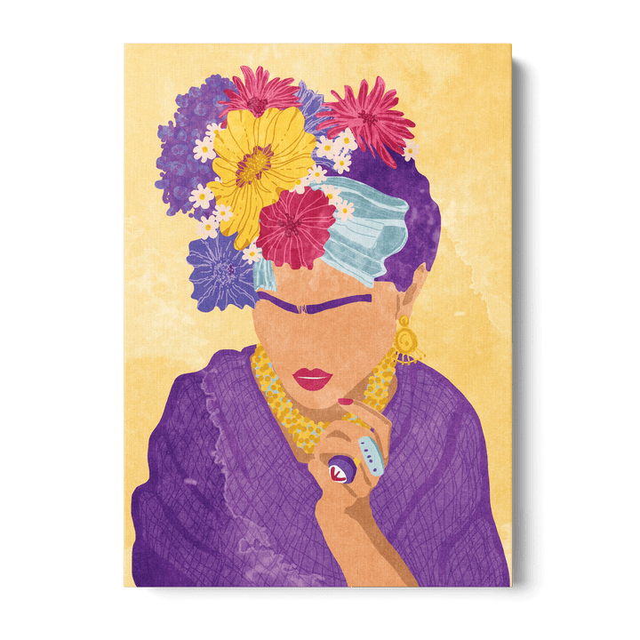 Frida And Flowers Canvas