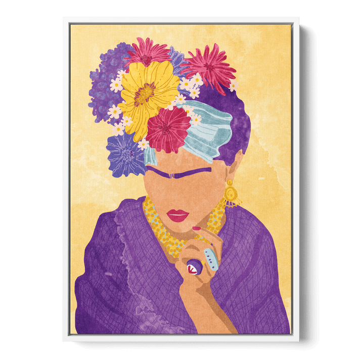 Frida And Flowers Canvas