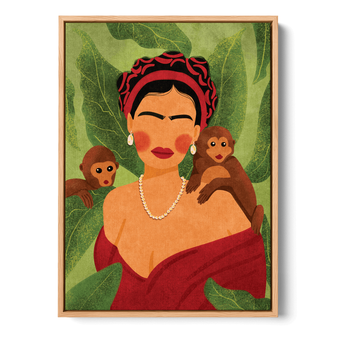 Frida And Monkeys Canvas