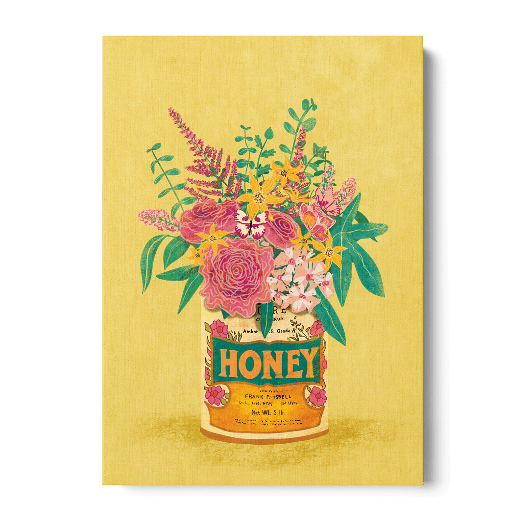 Flowers Vintage Honey Can Canvas
