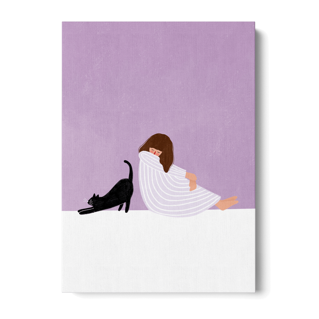 Girl And Cat Canvas