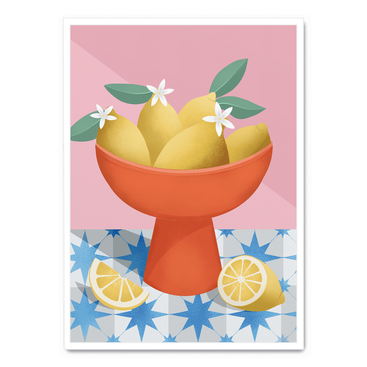 Lemons In A Red Pedestal Bowl