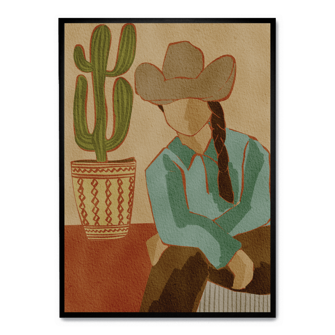 Desert Cowgirl And Cactus