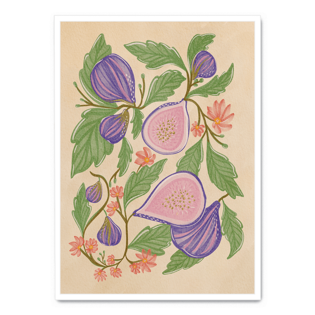 Purple Figs And Flowers