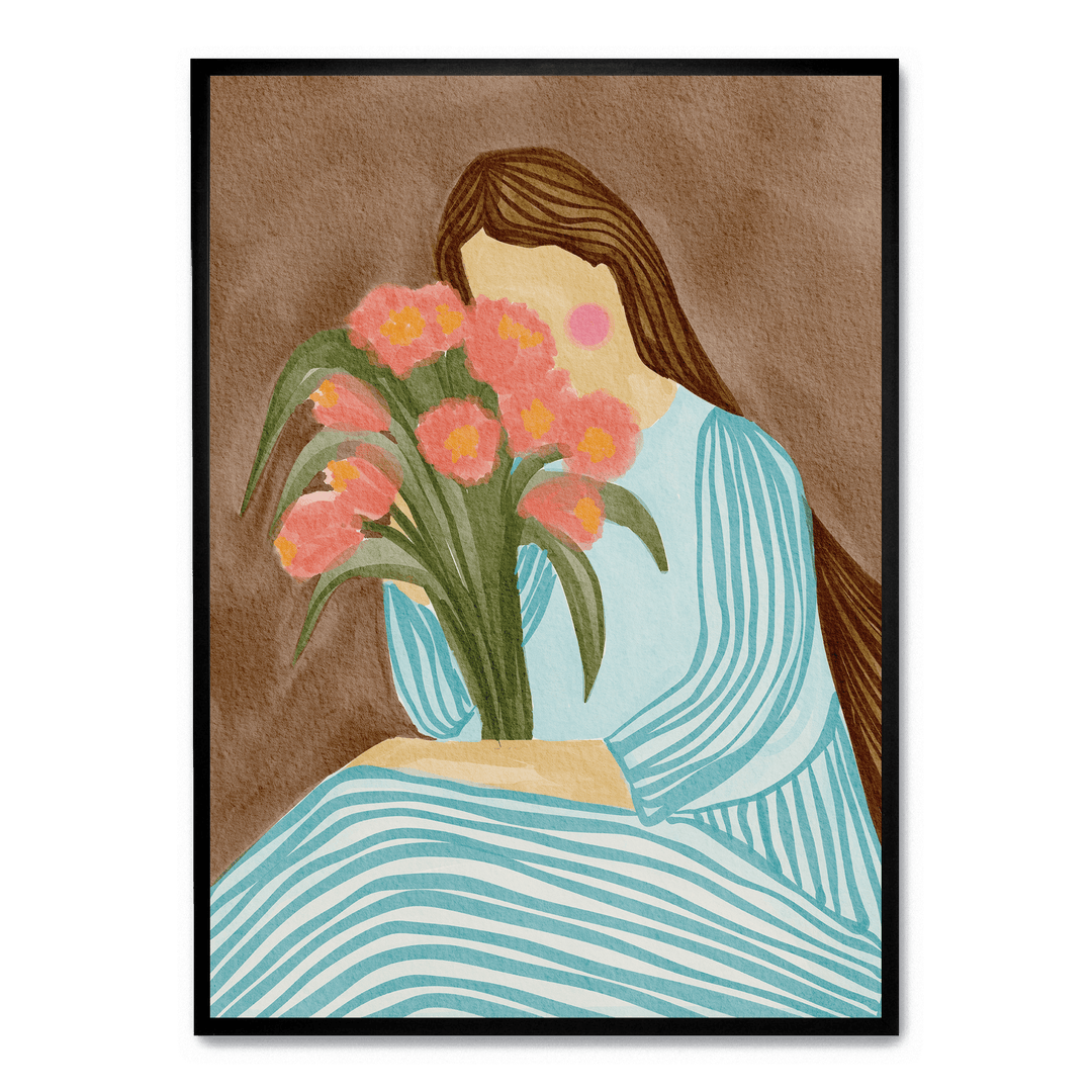 Shy Woman Pink Tulips