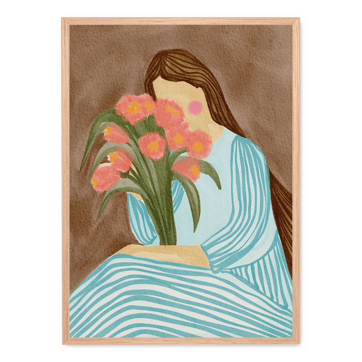 Shy Woman Pink Tulips