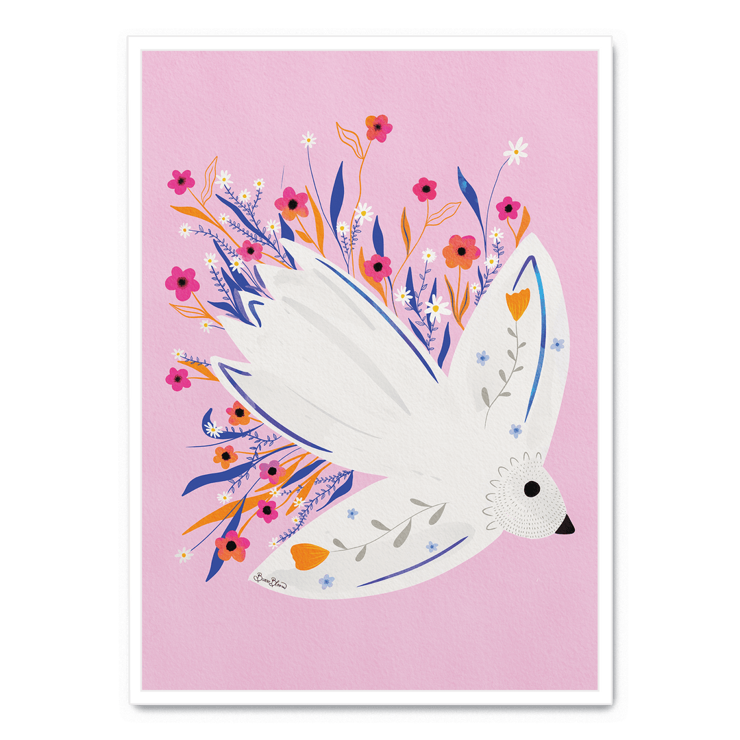 Bird In Flowers Pink