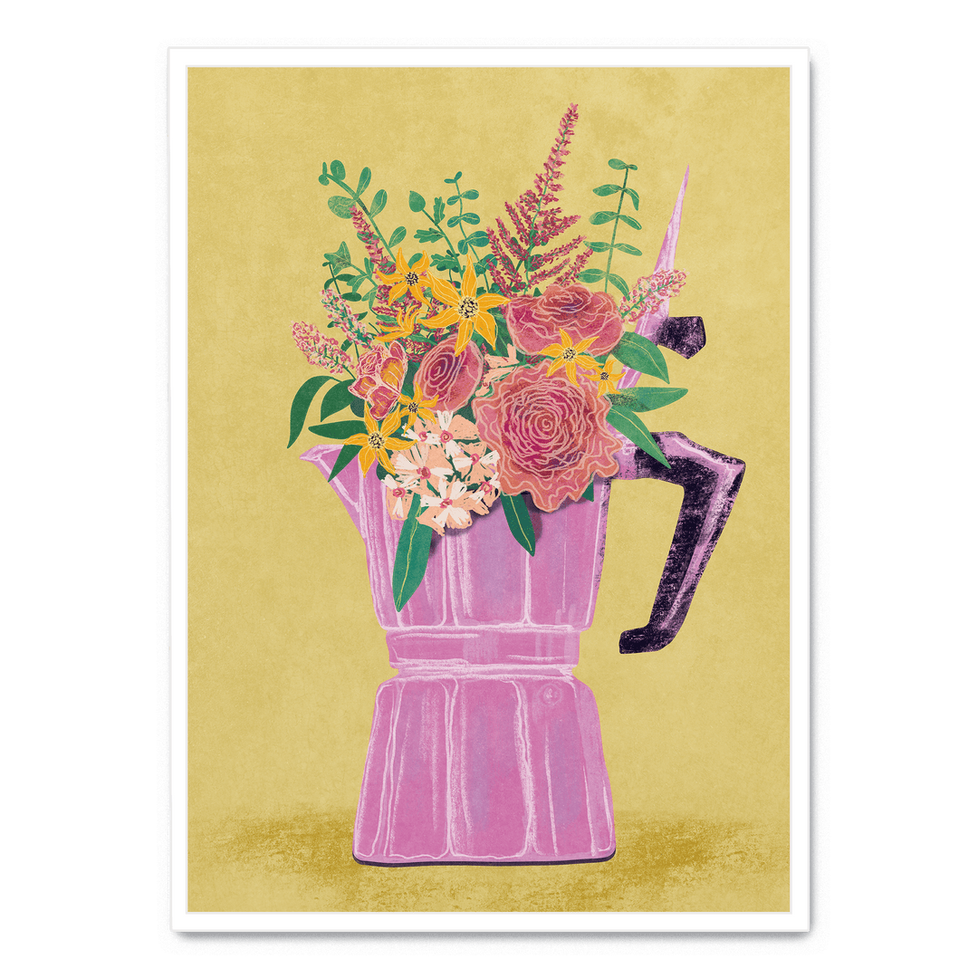 Espresso Maker With Flowers
