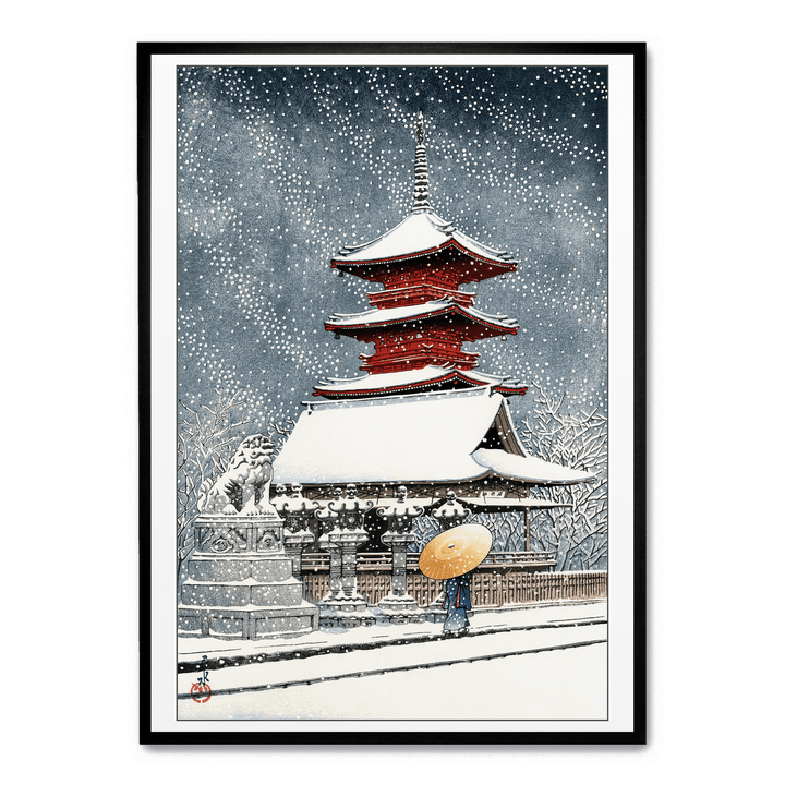 Hasui Kawase - Snow At Tosho Shrine