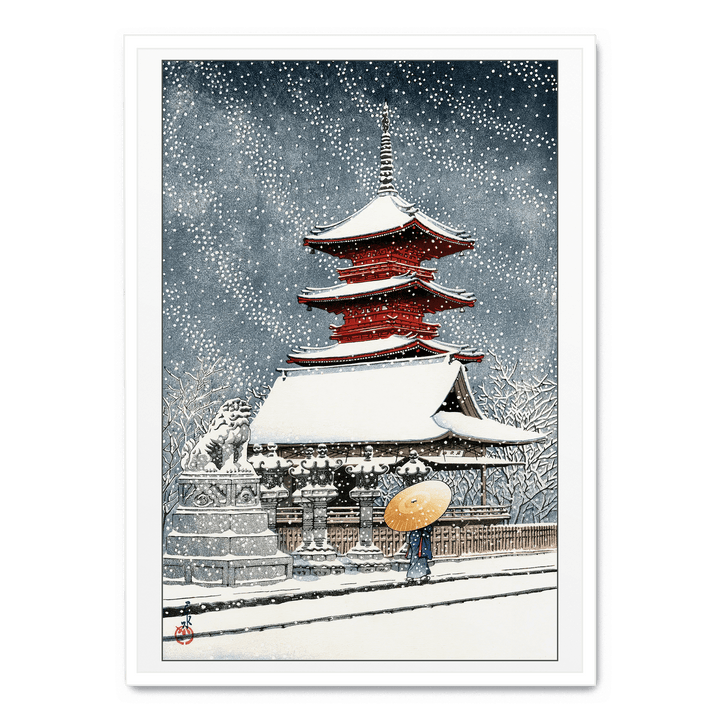 Hasui Kawase - Snow At Tosho Shrine