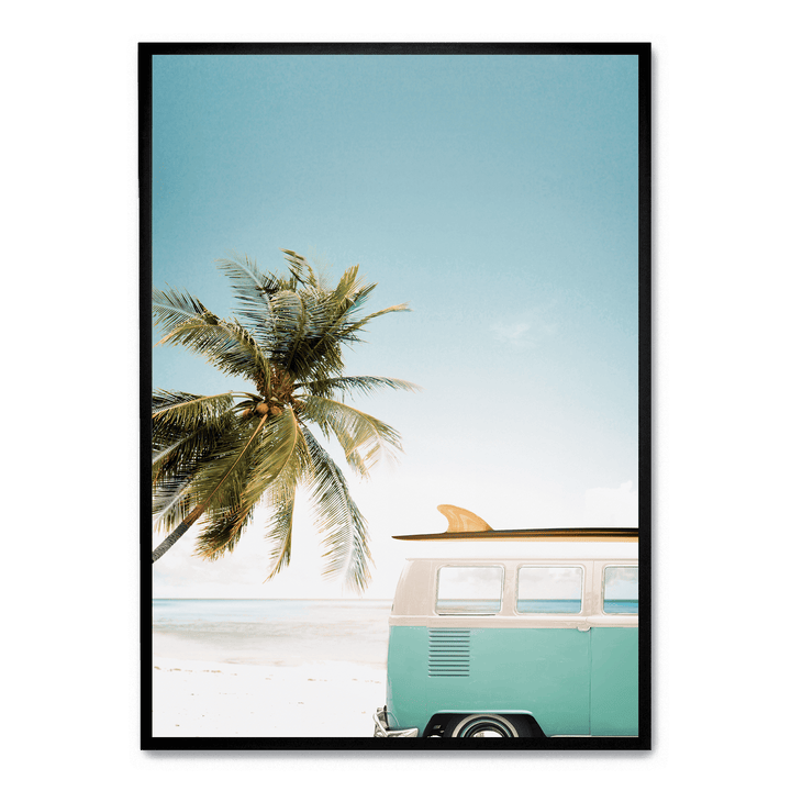 Van And Palm Tree On The Beach
